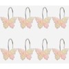 YOINIUEM 12 Pack Glitter Pink Butterfly Shower Curtain Hooks -