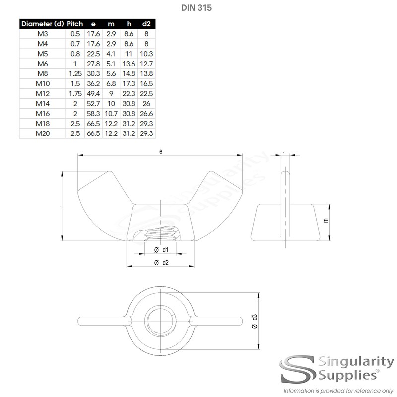 M4 (4mm) Wing Nut - Steel (Pack of 20)