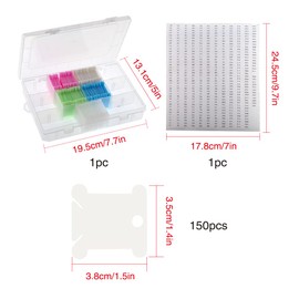 YIXISI 150 Pieces Coloured Cross Stitch Embroidery Thread Spools Made of Plastic, Embroidery Thread Bobbins with Storage Box and Number Stickers for Crafts, DIY, Sewing, Storage