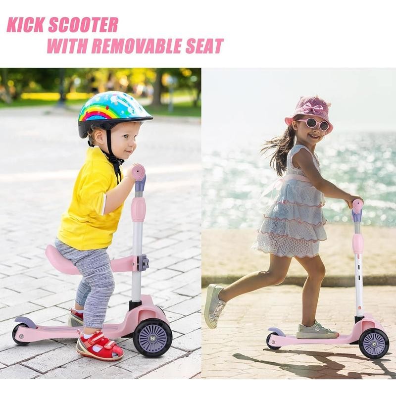 2 in 1 Kick Scooter with Removable Seat, 3 LED