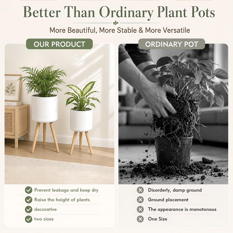 2-Pack Ceramic-Look Metal Planters for Indoor Plants