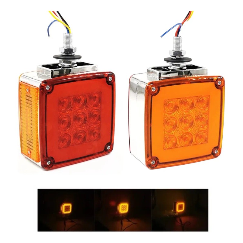 Par Plafon 24 Led Direccional Cuadrada Gel Estrobo 12-24v