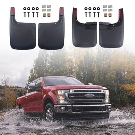 Mud Flaps Splash Guards for Ford F-250 F-350 2017-2024 (w/Single Rear Wheels & w/o OEM Fender Flares) All Weather Mudflaps Mud Guard for Trucks Front Rear Set 4pc / No Need to Drill Holes