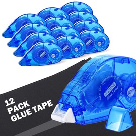 Double Sided Adhesive Scrapbook Runner Tape Roller,12 Packs Permanent Adhesive Dots Roller Applicator,Power Mini Glue Tape for Smooth Application, Multicolor - Blue