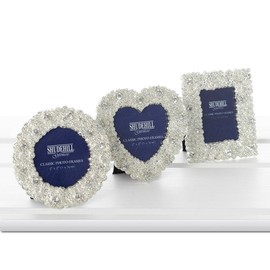Shudehill Giftware SET OF 3 DIAMANTE POLISHED SILVER CORAL MINI PHOTO FRAMES BOXED