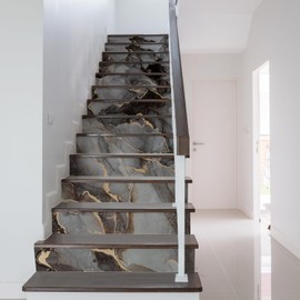 Neukids Selbstklebende vinyl treppenstufen Dunkelgrauer 14Pcs 100x18cm, Marmor treppenaufkleber treppenfolie, treppenstufen verkleidung Treppe Steigleitung Küche Bad Fliesenaufkleber Abziehbilder