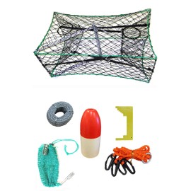 KUFA Galvanized Foldable Crab Trap & Accessory Kit (100' Lead CoreRope, Caliper,Harness,Bait Case & 11" Red/White Float) S33+CAQ17