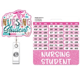 Badge Reel Retractable with Buddy, Nursing Student Badge Reel and Card w/Height & Weight Conversion Charts, Gifts for Nursing Student