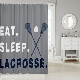Feelyou Lacrosse Bath Curtain for Bathtub Boys Gilrs Ball Sports Theme Shower Curtain for Kids Adults Ultra Soft Lacrosse Player Games Bathroom Shower Curtain Set Gray Bathroom Accessories 72"x84"