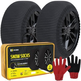 Snow Socks for Tires - Great Alternative to Tire Chains for Cars, 3D Fabric for Maximum Tire Traction & Grip, Fits SUVs, Most Subaru Models, Minivans, Pickups & Sedans (Set of 2) - Large