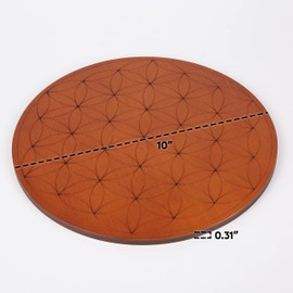 Curawood Crystal Grid Board for Stones - Flower of Life Sacred Geometry - Amplify The Power of Your Crystals - 10" Diameter Wooden Crystal Board - Wiccan Crystal Altar Decor - Crystal Charging Plate
