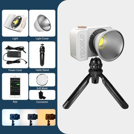 Yidoblo ZC-100BI 100W COB Video Light with Bowens Mount,10000Lux/m 2700K-7500K Bi-Color Camera Light with 10 Scenario Simulations Control Continuous Lighting for Photography (ZC-100 White Mini KIT)