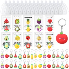 Quelay 100 Sets Inspirational Positive Fruit Keychain Bulk Employee Appreciation Gifts for Coworker End of Year Students Teacher