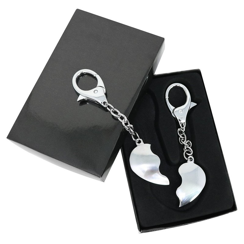 com-four® Set of 2 Metal Key Rings with Carabiner for