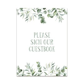 Wedding signs for reception or ceremony | eucalyptus greenery wedding signs print A4 rustic vintage sign | alternative | partydecor (Sign our guestbook + easel)
