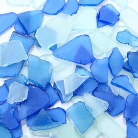 Jetec Sea Glass for Crafts Seaglass Pieces Decor Flat Frosted Sea Glass Vase Filler Crushed Sea Glass for Beach Wedding Party Decor Home Aquarium Decor DIY Art Craft Supplies (Deep Blue,Blue,White)
