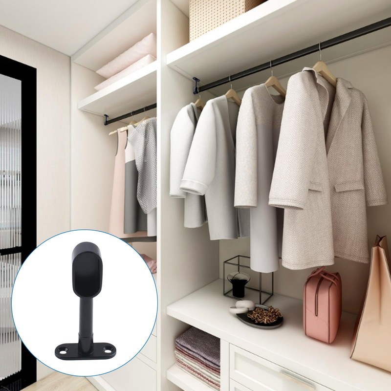 INCREWAY 4 Pcs Black Zinc Alloy Oval Closet Rod Ceiling