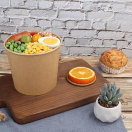 JAYEEY 45 oz Disposable Kraft paper bowls with lids, Food containers Soup Bowls Party Supplies Treat Bowls 25 Pack
