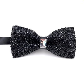 Rhinestone Bow Ties for Men Pre-Tied Bow Tie Banquet Bow Tie Adjustable Length Wedding Party Black, black