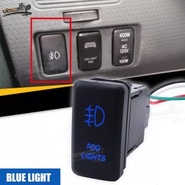 WSAYS "FOG LIGHT" Push Button Switch Blue LED Indicator Light Fit Toyota Tacoma Tundra