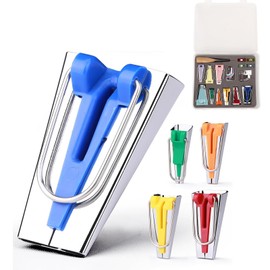 Kit para Hacer Cinta Al Bies para Coser, Herramientas de Costura de Bricolaje con Pie de Encuadernación a Presión, Caja de Plástico, Juego para Hacer Cinta Al Bies para