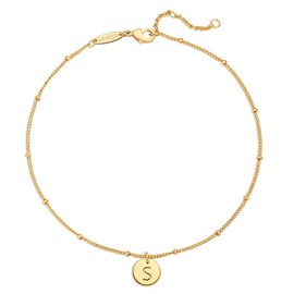 MEVECCO Dainty Gold Beaded Anklets for Women Initial Anklet Bracelets Gold Plated Boho Beach Disc Foot Chain Ankle Bracelet for Women Jewelry Gifts