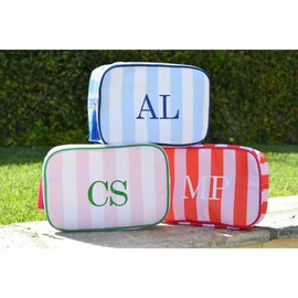 Custom Monogram Makeup Bag - Bag Color: Blue+White