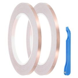 PATIKIL Copper Foil Tape, 2 Roll 2/9" x 82Ft Stained Glass Foil Hand Foiler Solder Supplies with Lead Foil Tools Kit for DIY Craft Stained Glass Soldering Electrical Repairs, Blue