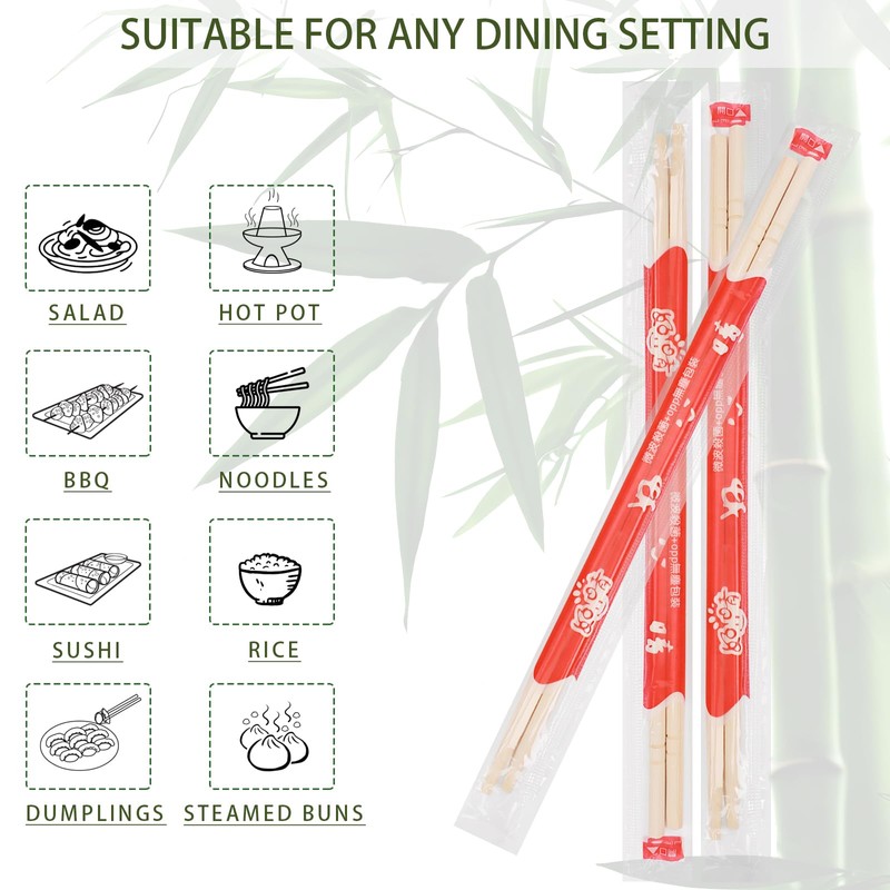 Disposable Bamboo Chopsticks, 9 Inch, 1200 Pairs