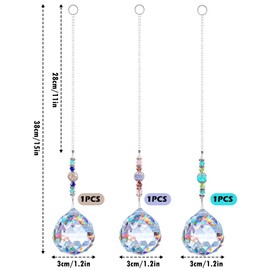 Pack of 3 Sun Catchers Crystal, Sun Catcher, Multi-Colourful Crystal Prism Hanging Ornaments, Garden Crystals for Hanging Decoration, Home Garden Decoration, Sun Catcher Craft Set