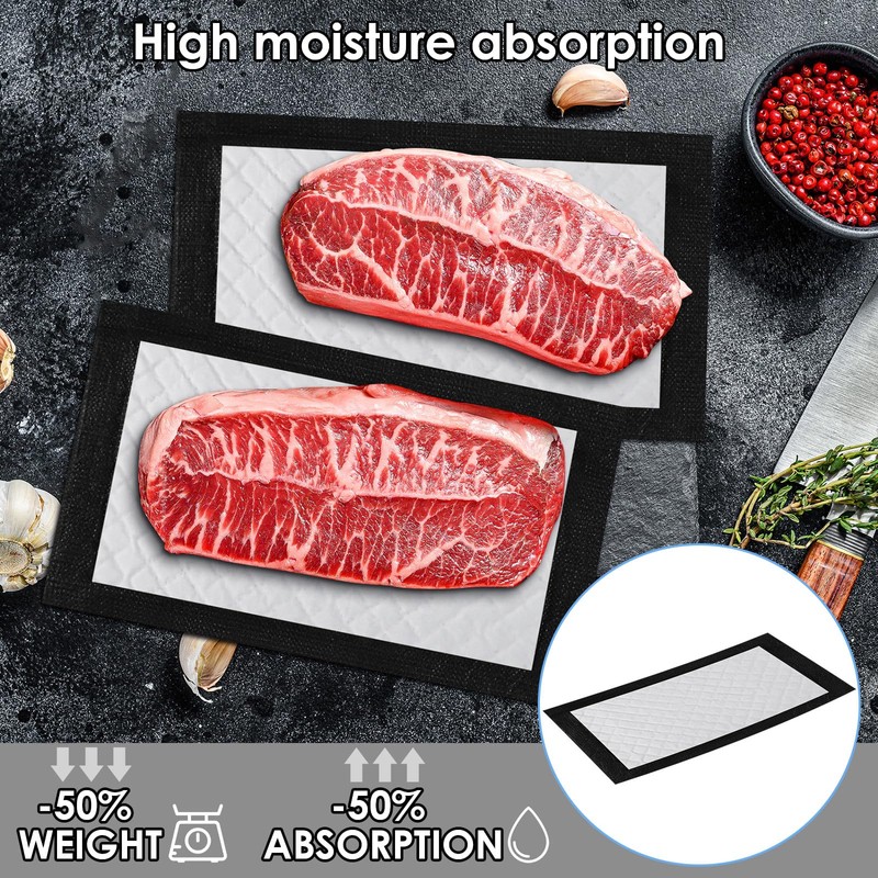 Reallnaive 300 Pcs Meat Absorbent Pads 4x7 Inch Meat Soaker