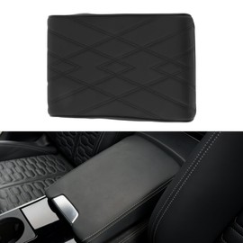 X AUTOHAUX Car Center Console Cover Car Armrest Cover 12.60"x7.87"x1.97" Black Napa Leather