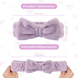 12 Pcs Purple Spa Headbands for Washing Face Soft Coral Fleece, Makeup Headbands for Women Spa Headband Bulk, Bow Skincare Headband Elastic Party Supplies Bridesmaid Gifts