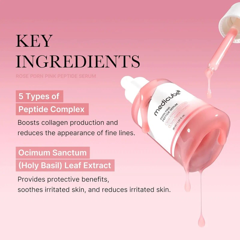 Medicube Suero Reafirmante Peptide Rosa Revitaliza Piel Opaca Día y