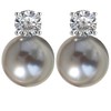 WARIDAR 12mm Tahitian Platinum Grey Faux Pearl Stud Earrings with