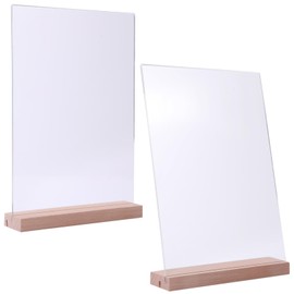 Lebonarier Acrylic Sign Holder, T Shape, L Shape, Dual Use, Menu Stand (Light Brown, A4)