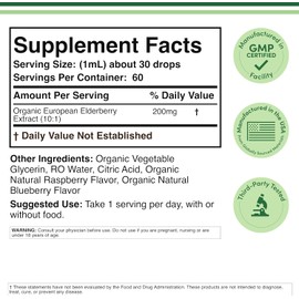 Organic Elderberry Liquid 2 Fl Oz (60 Servings) - Tincture for Immune System Support by Double Wood