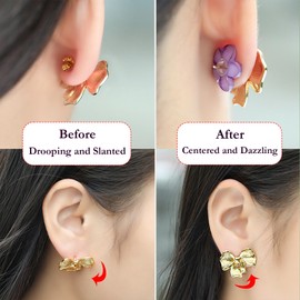 Colorful Ear Lobe Support Backstoppers, Prevents Stretching and Tearing Hypoallergenic Earring Backs for Droopy Ears, Comfort Patches for All Earring (Shining Pink)