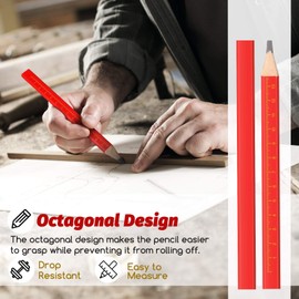 Zonon 100 Pieces Carpenter Pencils Bulk Octagonal Red Hard Black Carpenter Construction Pencils for Woodworking Marking and Concrete Marking