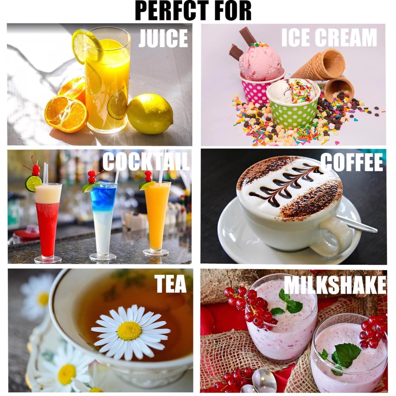 TOPTIE 12 PCS Spoon Straws Stirrer Stainless Steel Drinking Straw