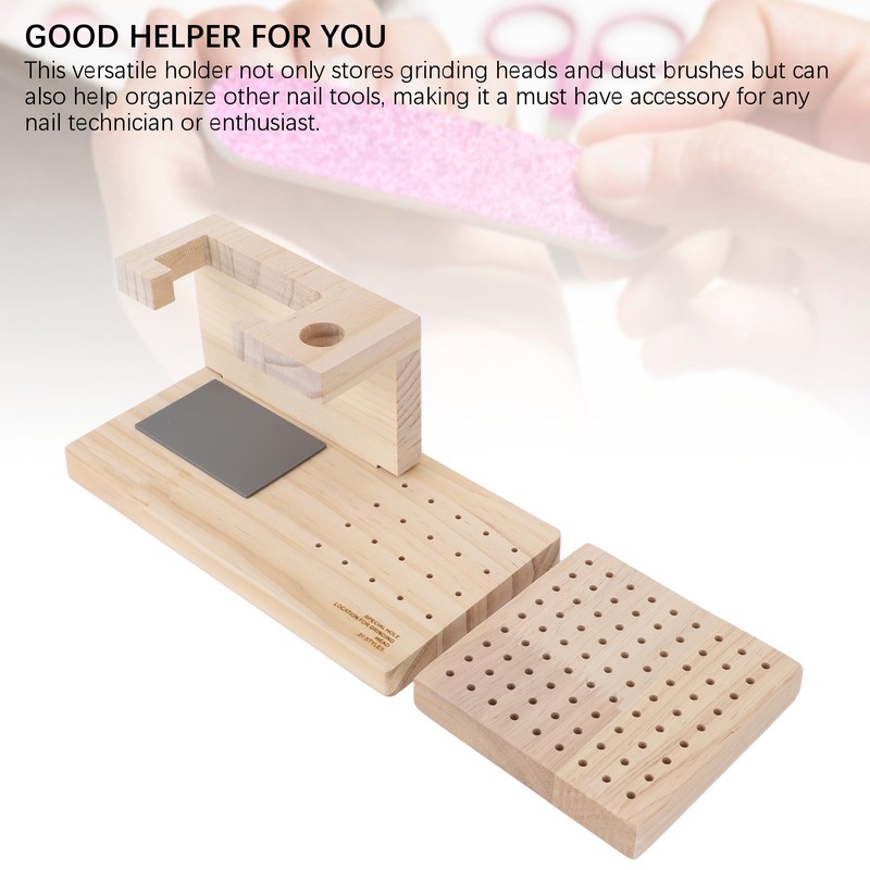 Wooden Nail Drill Stand Organizer with 81 Holes Drill Bits