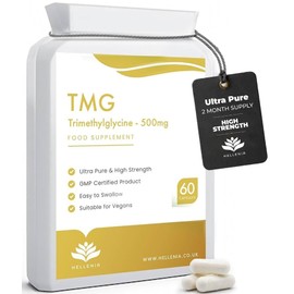 TMG Supplement 500mg per Capsule | Pure, High Strength Trimethylglycine (TMG) Supplement | 60 Capsules | Non-GMO | Made in The UK by Hellenia
