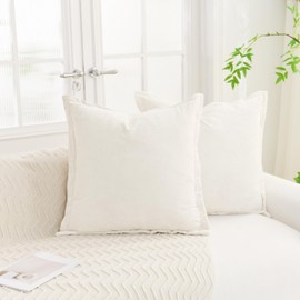 LR Rocaloca Greek Velvet Euro Sham Covers Set of 2 26x26 Luxury Soft Solid Pillow Covers for Living Room Bedroom Yard,White