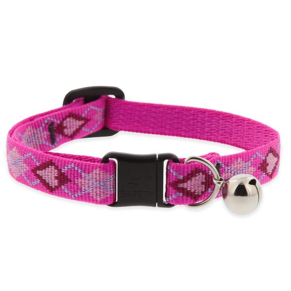 Breakaway Cat Collar with Bell by Lupine 1/2" Wide Puppy Love Design 8-12" Adjustable Length