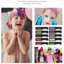 Colourful Hair Chalk Comb, Temporary Light Hair Colour Dye for Girls and Children, Washable Hair Chalk for Party, Birthday, DIY Make-Up, Cosplay Look (10 Colours)