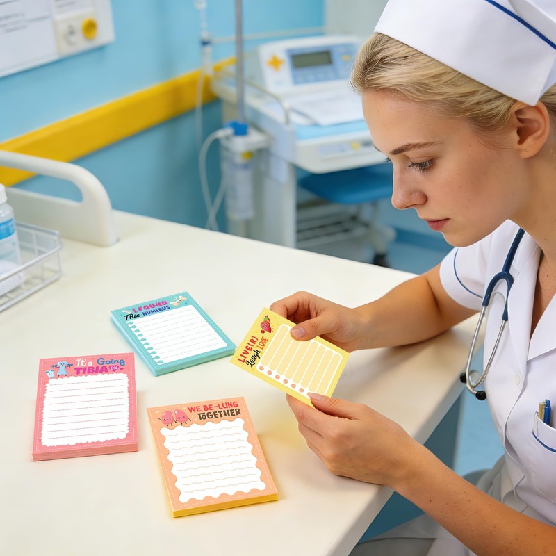 CUUSNNY 12 Pcs Funny Nurse Notepads, 3x4 Inch Self Adhesive
