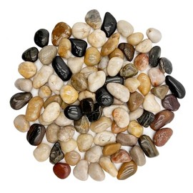 RITOLLO 2.5 Pound Pebbles, 1-3cm River Rocks, for Indoor Plants, High Polished Decorative Stones Vase Filler Fish Tank Aquariums Landscaping Garden Outdoor, Mixed Color