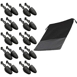 WAJJ 10 Pairs Practical Adjustable Length Men Shoe Tree Stretcher Holder Shaper Support with A Shoe Bag（Men Black）