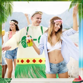 Geiserailie Inflatable Luau Hula Skirt Costume for Adults Blow up Hawaiian Party Costumes for Funny Beach Carnival Suit(Monstera Leaf)