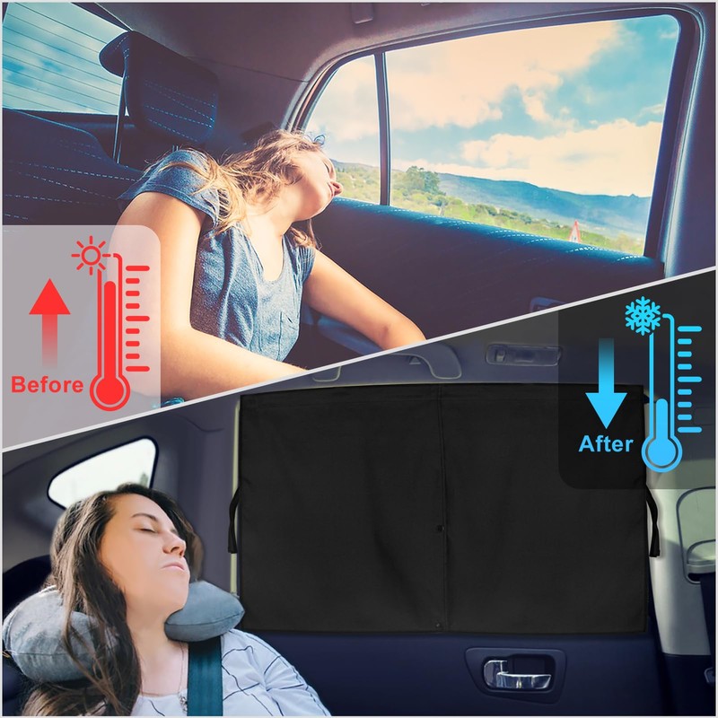 Car Window Shades, 2 PCS Magnetic Double Layer Auto Sun